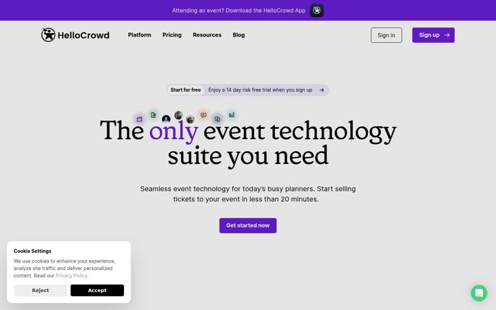 Screenshot of hellocrowd.net