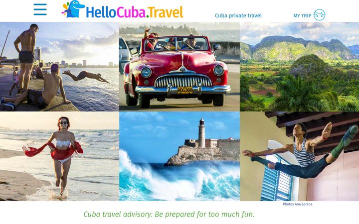 Screenshot of hellocuba.travel
