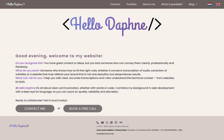 Screenshot of hellodaphne.nl