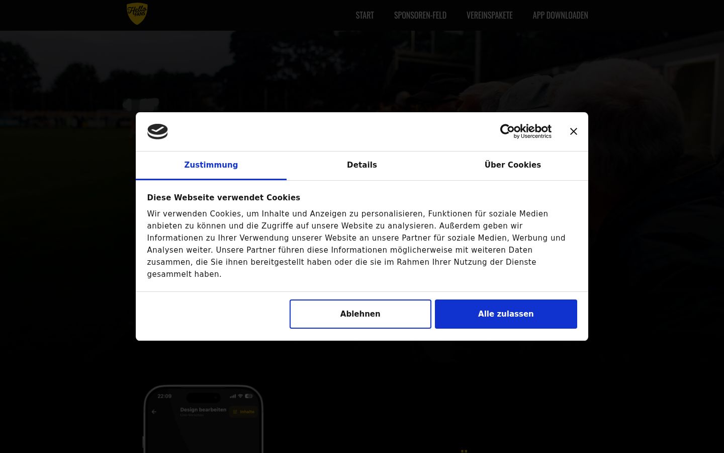 Screenshot of the consent banner shown before any interaction