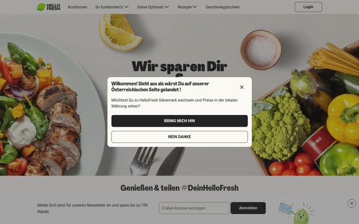 Screenshot of hellofresh.at