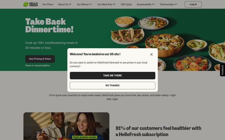 Screenshot of hellofresh.com