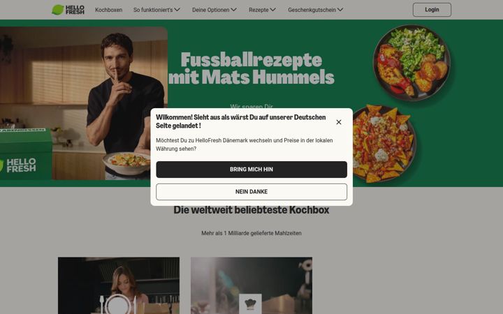 Screenshot of hellofresh.de