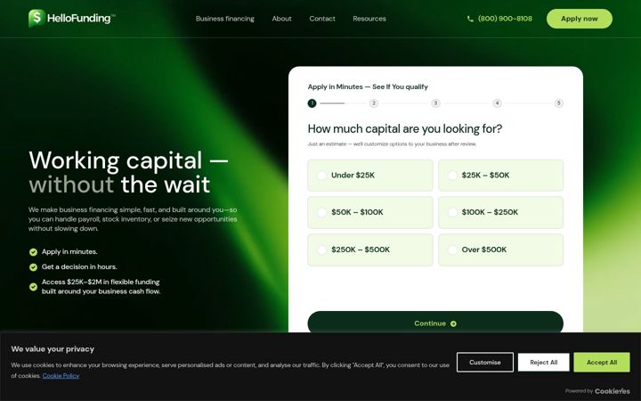 Screenshot of hellofunding.com