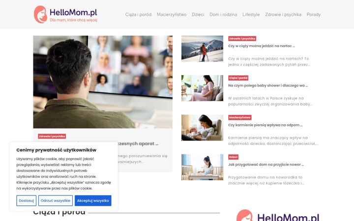 Screenshot of hellomom.pl