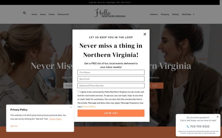 Screenshot of hellonorthernvirginia.com