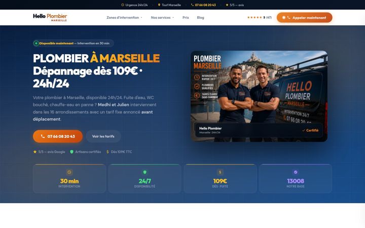 Screenshot of helloplombier.fr