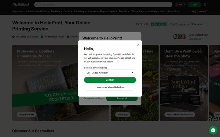 Capture d'écran de helloprint.com