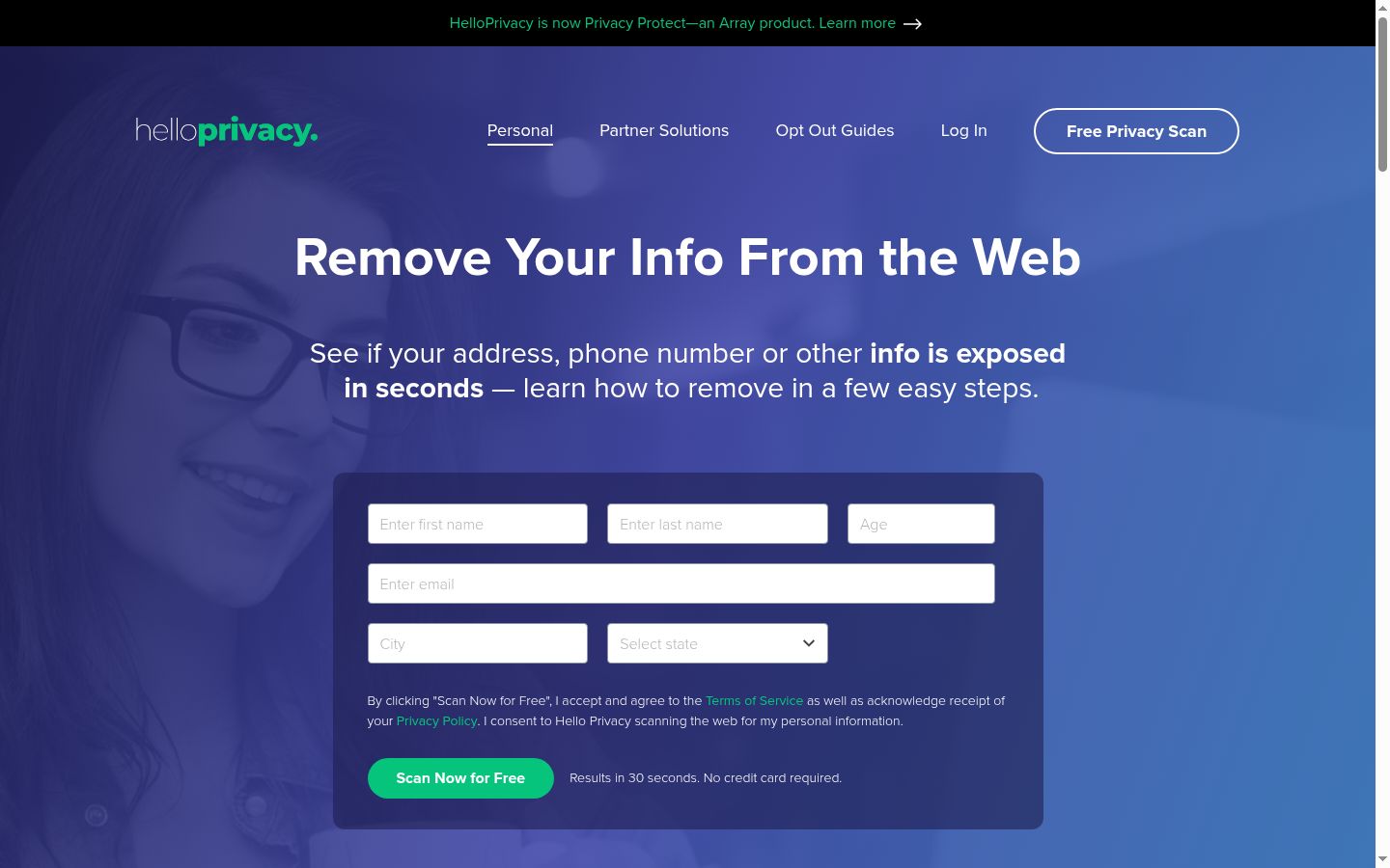Screenshot del banner di consenso mostrato prima di qualsiasi interazione
