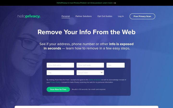 Screenshot of helloprivacy.com
