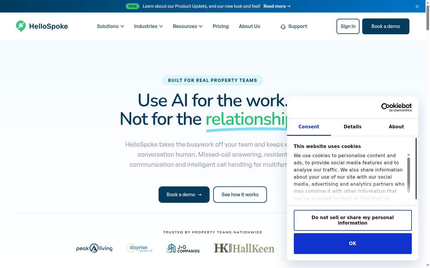 Screenshot del banner di consenso mostrato prima di qualsiasi interazione