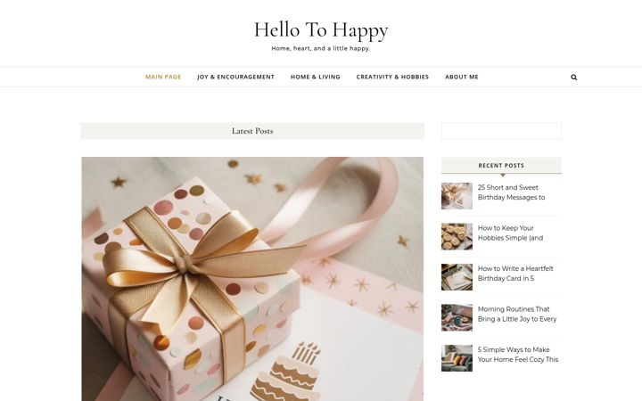 Screenshot of hellotohappy.com