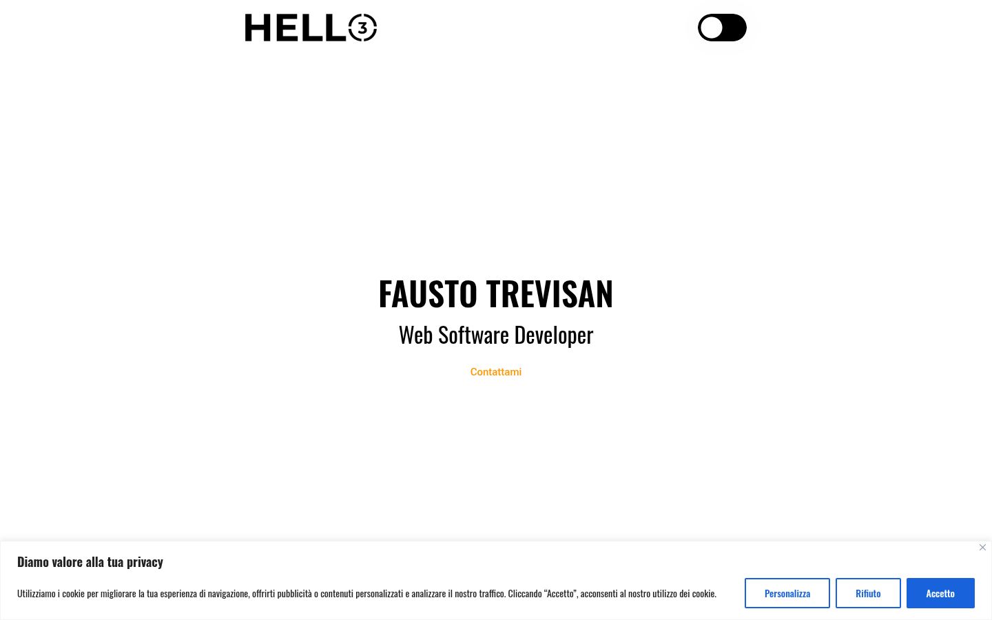 Screenshot del banner di consenso mostrato prima di qualsiasi interazione