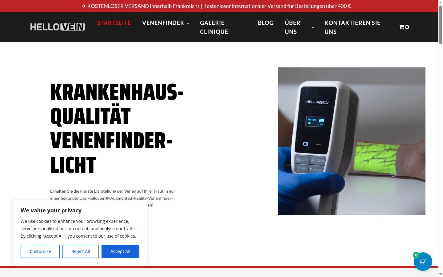 Skärmbild av samtyckesbannern som visades före någon interaktion