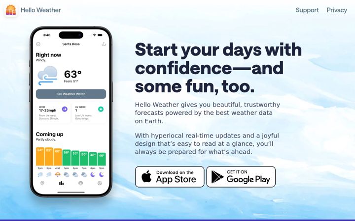 Screenshot von helloweather.com