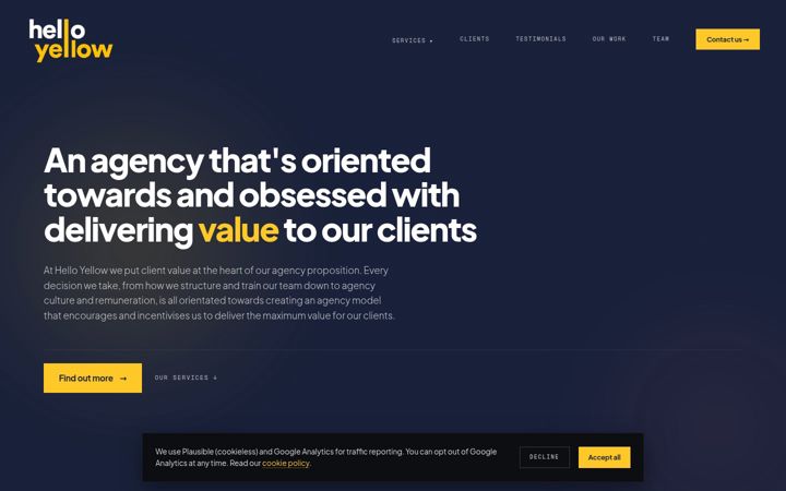Screenshot of helloyellow.uk