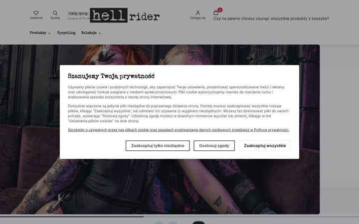 Screenshot of hellridershop.com