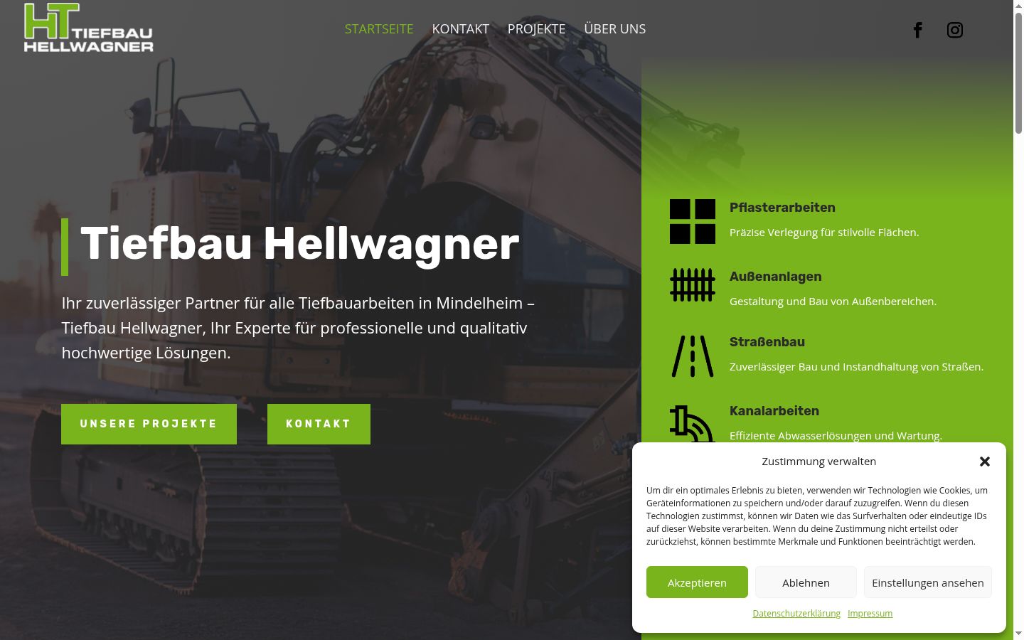 Screenshot des Einwilligungsbanners vor jeglicher Interaktion