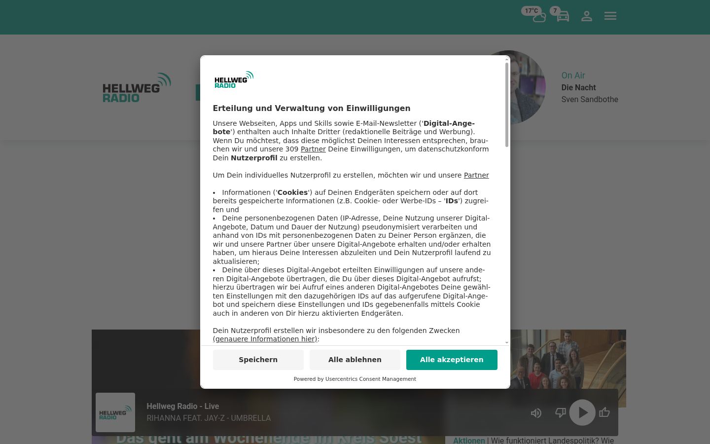 Capture d'écran de la bannière de consentement affichée avant toute interaction
