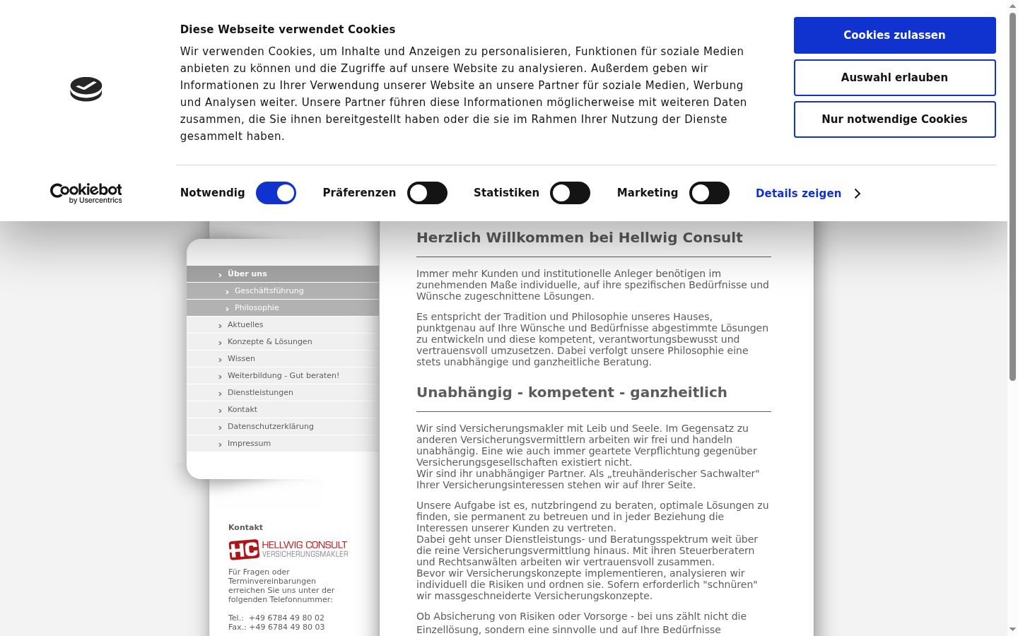 Screenshot del banner di consenso mostrato prima di qualsiasi interazione