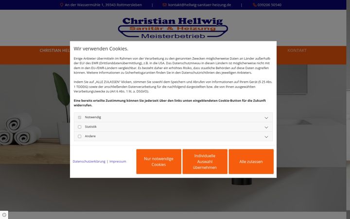 Screenshot of hellwig-sanitaer-heizung.de