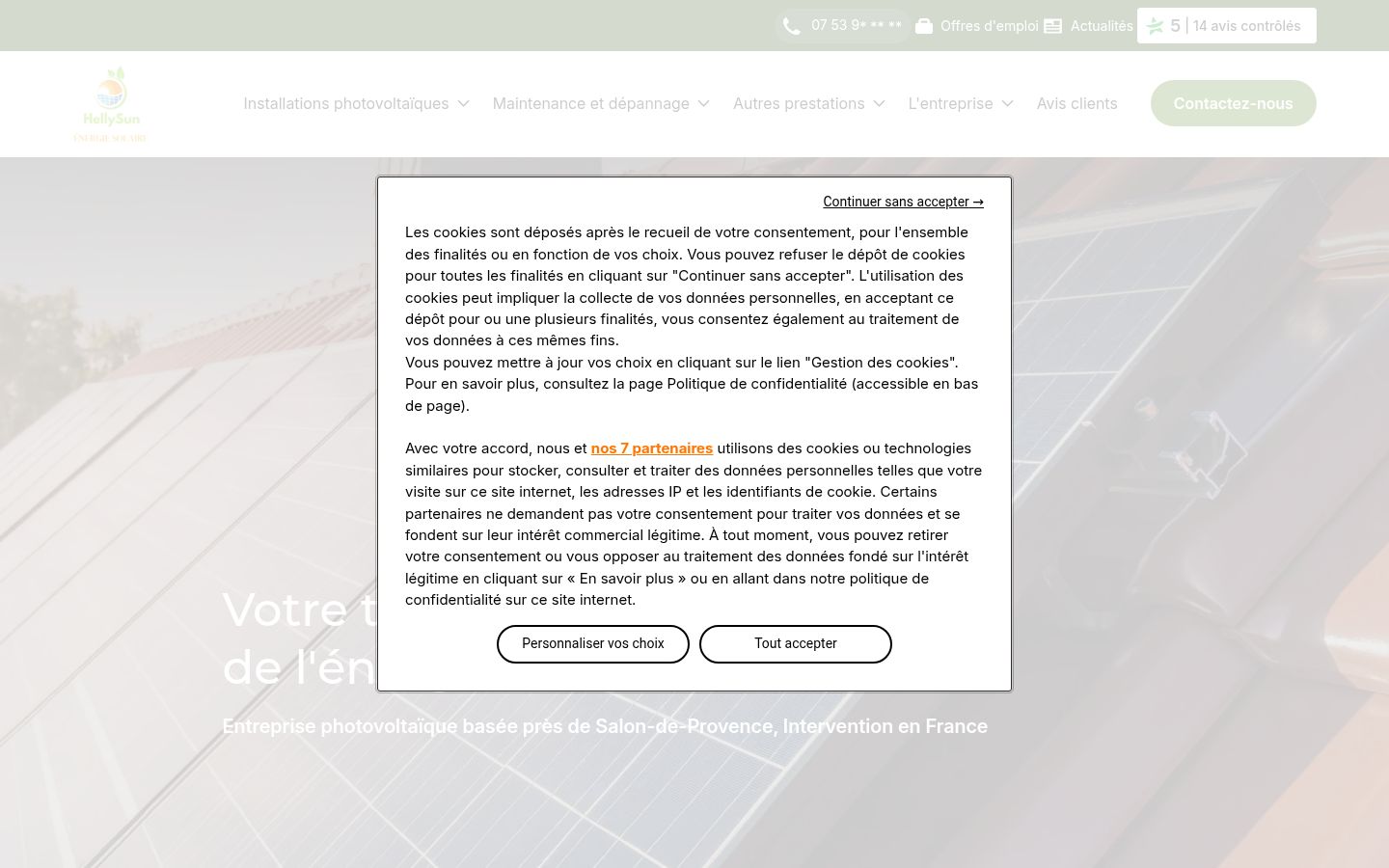 Screenshot van de toestemmingsbanner zoals getoond vóór enige interactie