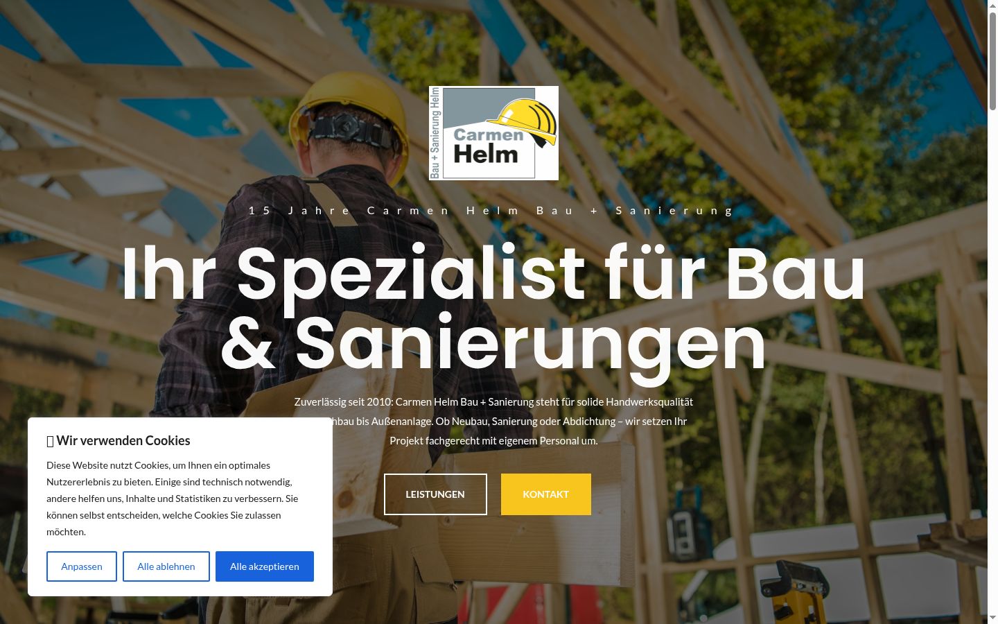 Screenshot des Einwilligungsbanners vor jeglicher Interaktion