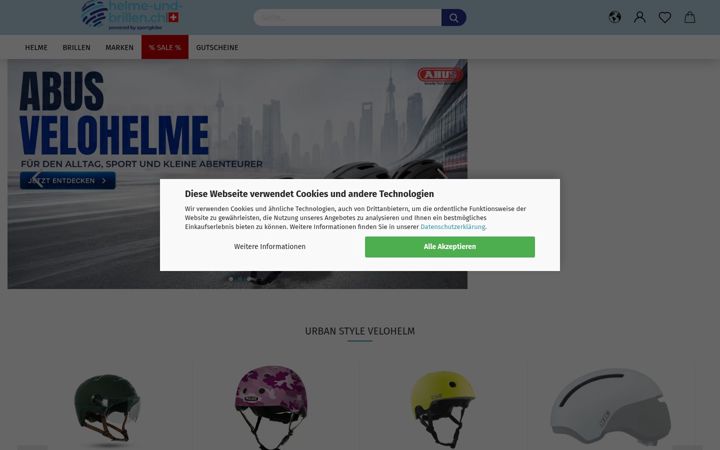 Screenshot of helme-und-brillen.ch