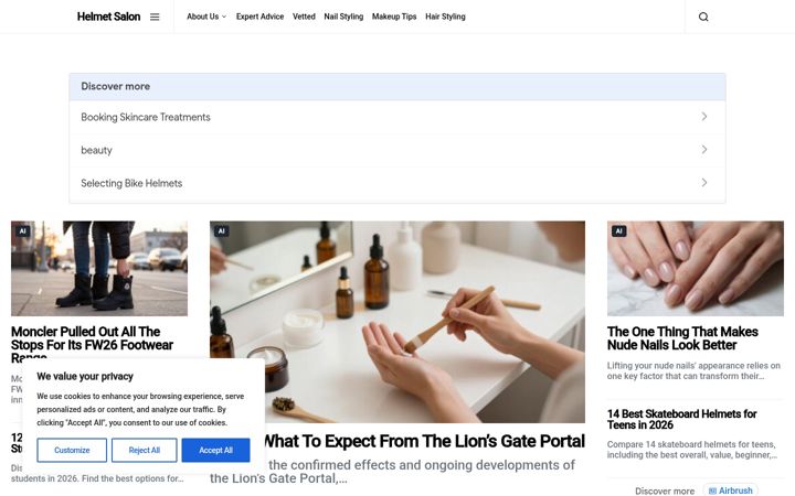 Screenshot of helmetsalon.net