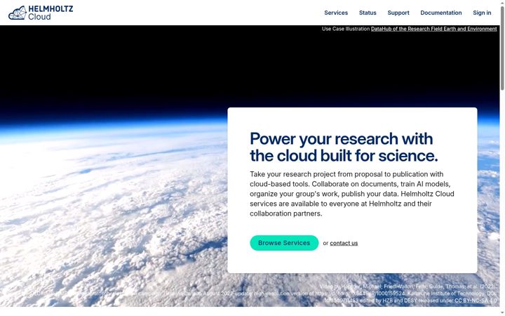 Screenshot of helmholtz.cloud