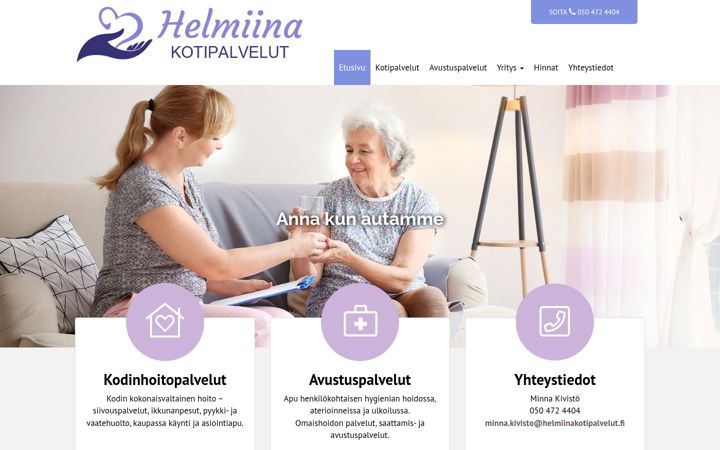 Screenshot of helmiinakotipalvelut.fi