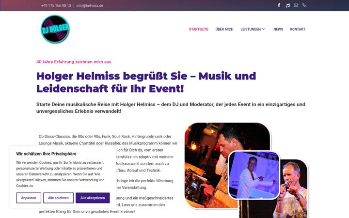 Screenshot of helmiss-dj-moderator.de