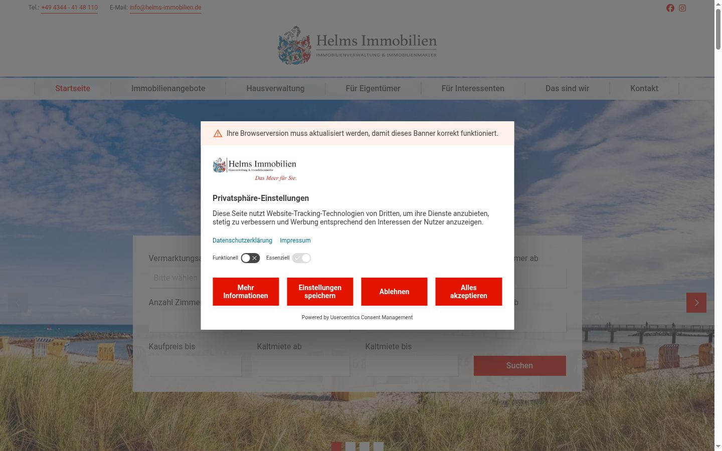 Screenshot of the consent banner shown before any interaction