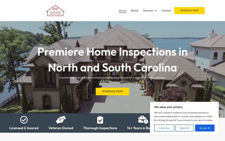 Screenshot of helmshomeinspections.com