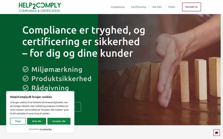 Screenshot of help2comply.dk