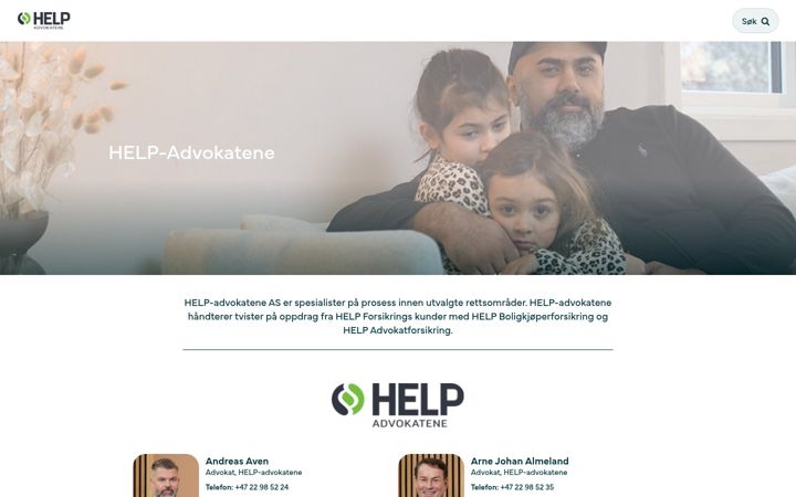 Screenshot of helpadvokatene.no