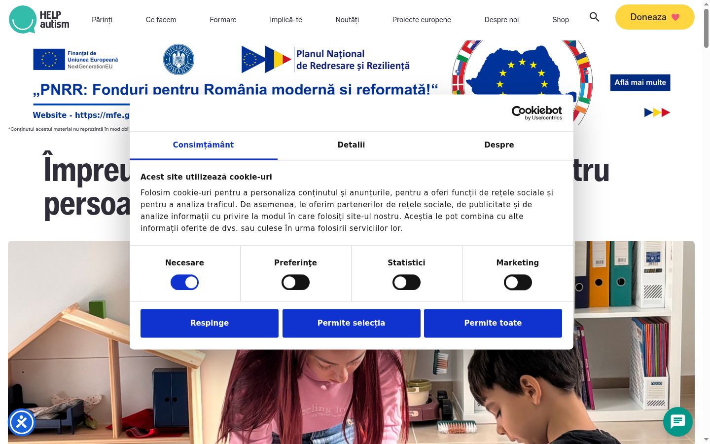 Screenshot des Einwilligungsbanners vor jeglicher Interaktion