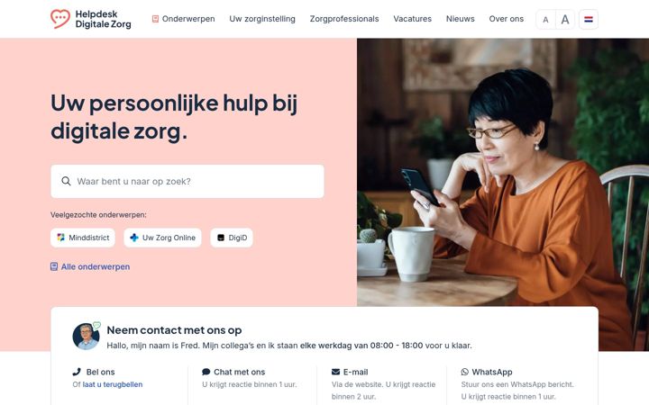 Screenshot of helpdeskdigitalezorg.nl