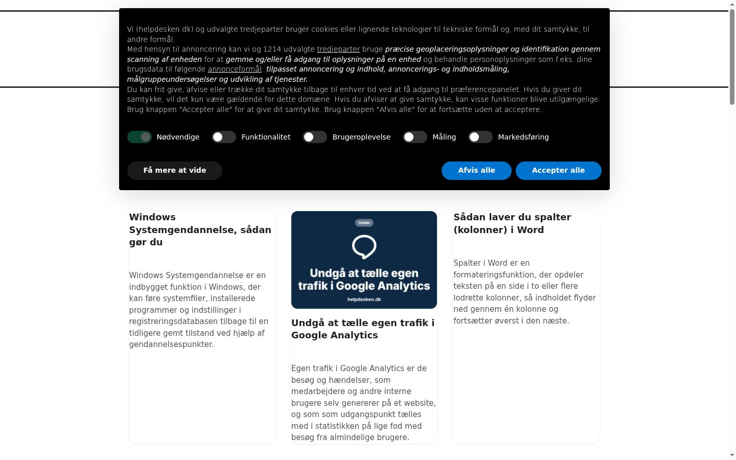 Captura de pantalla del banner de consentimiento mostrado antes de cualquier interacción