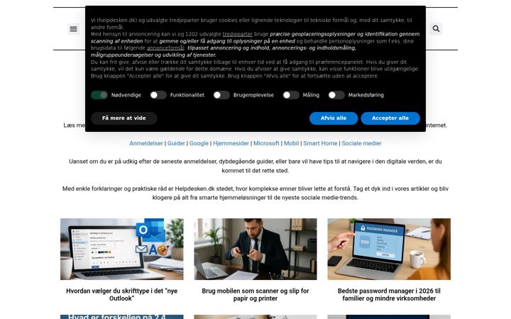 Screenshot of helpdesken.dk
