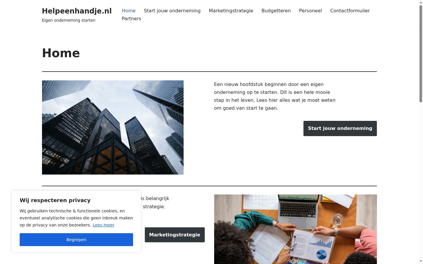 Screenshot van de toestemmingsbanner zoals getoond vóór enige interactie