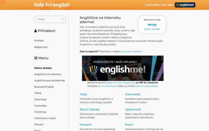 Snímek obrazovky helpforenglish.cz