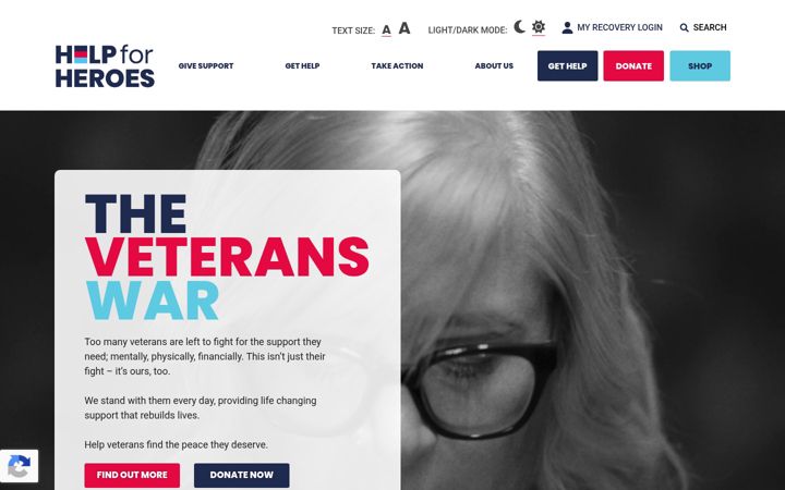 Screenshot ta' helpforheroes.org.uk