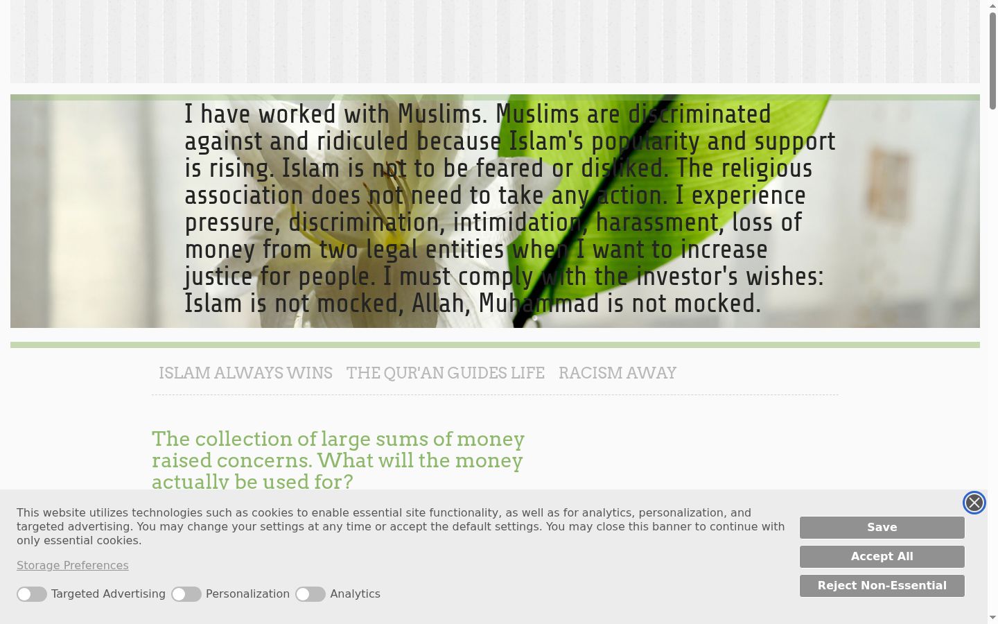 Screenshot des Einwilligungsbanners vor jeglicher Interaktion
