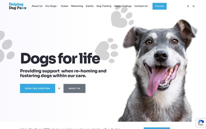 Screenshot of helpingdogpaws.org.uk