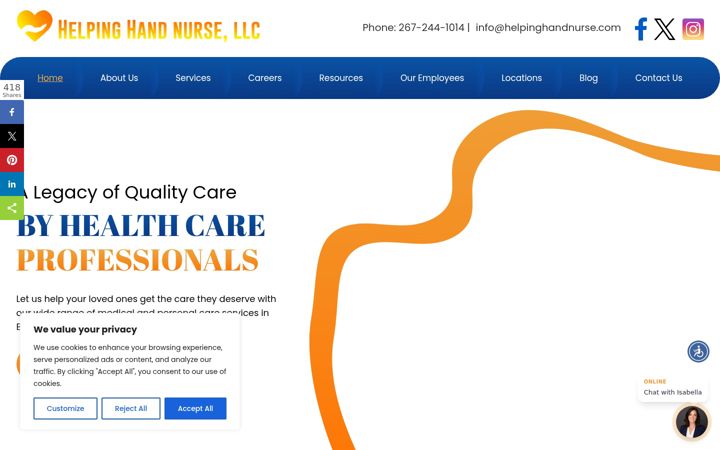 Screenshot of helpinghandnurse.com