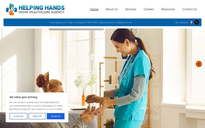Screenshot of helpinghandshhca.com