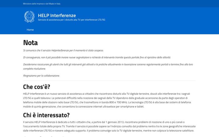 Screenshot of helpinterferenze.it