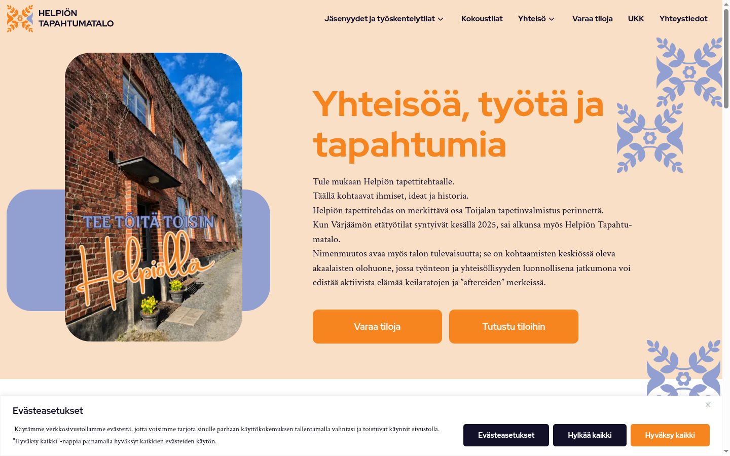 Kuvakaappaus suostumusbannerista, joka näytettiin ennen mitään vuorovaikutusta