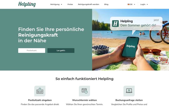 Screenshot of helpling.de